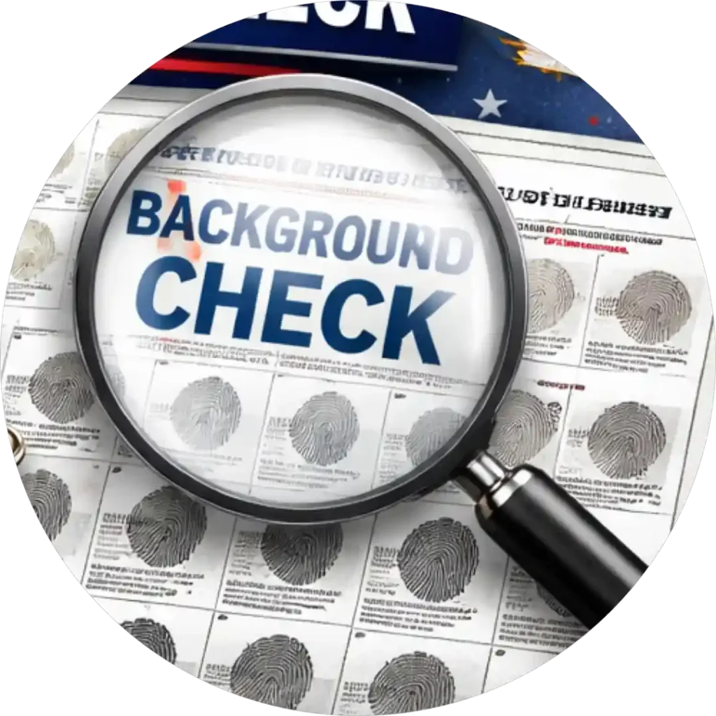FBI background check document with fingerprint cards, magnified for apostille and authentication service