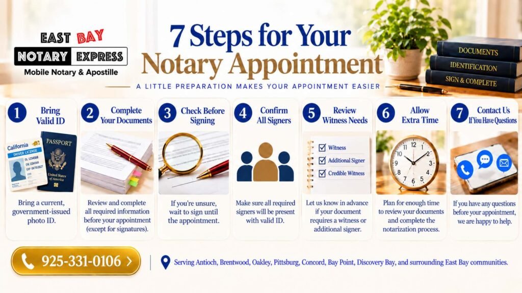 Checklist 8 2B 7 steps notary appointment checklist east bay notary express